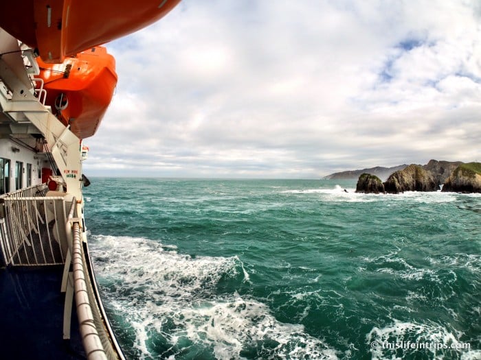 the coastal scenery while crossing the Cook Strait
