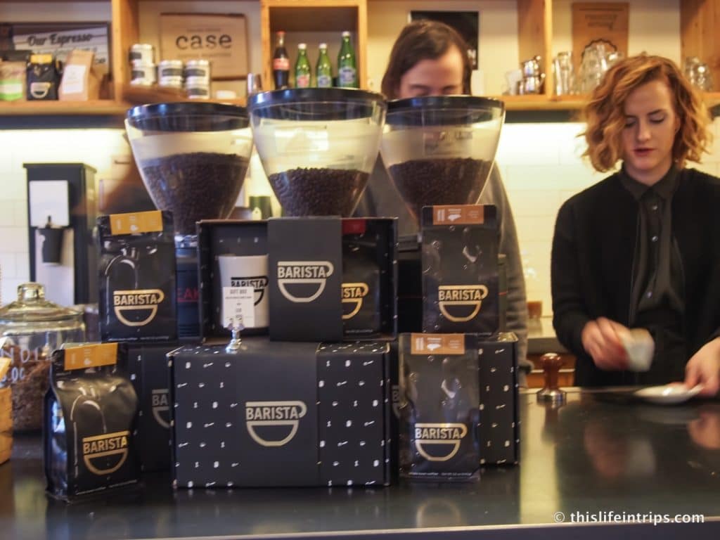 Learning about Portland's coffee history on a guided tour