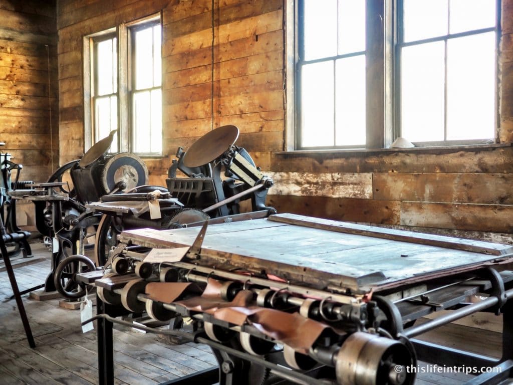 Exploring the Dawson Daily Newspaper office.