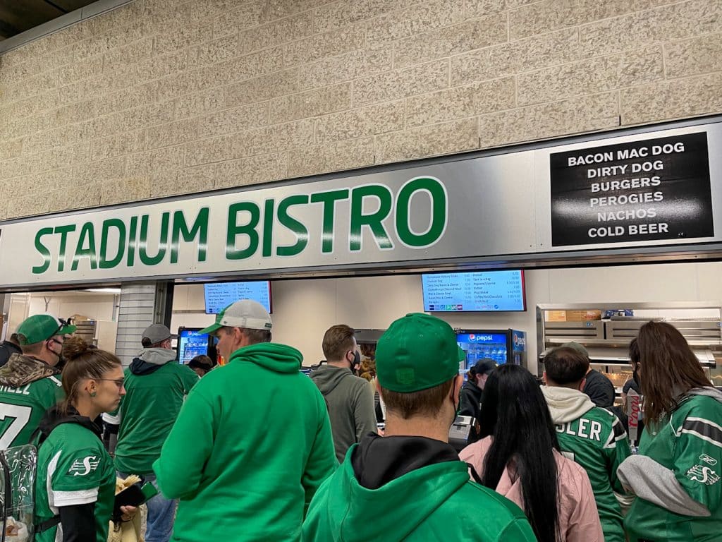 football fans at the stadium bistro