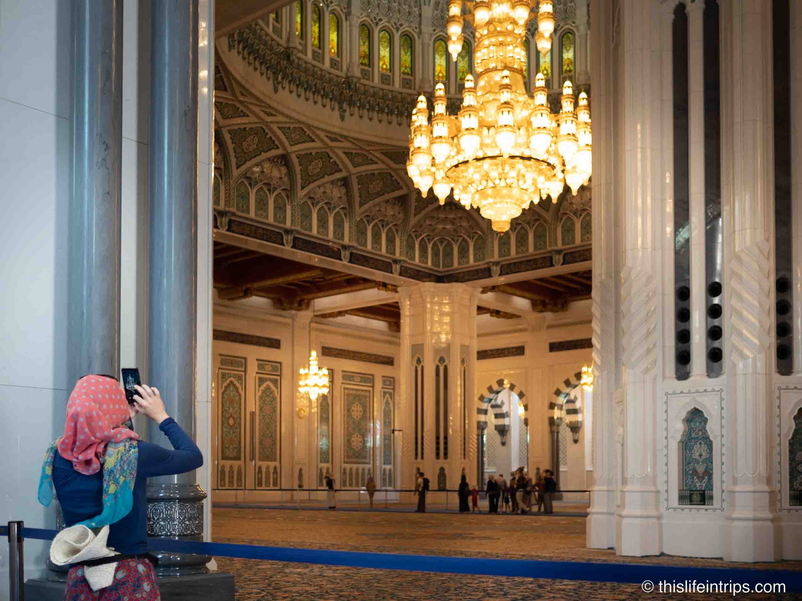 Stunning courtyard of Sultan Qaboos Grand Mosque
