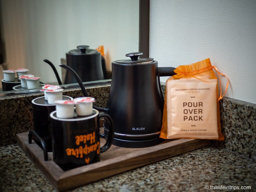 Pour over coffee kit with kettle and mugs