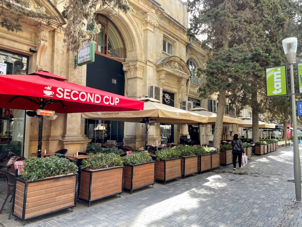 Second Cup coffee awning in Baku