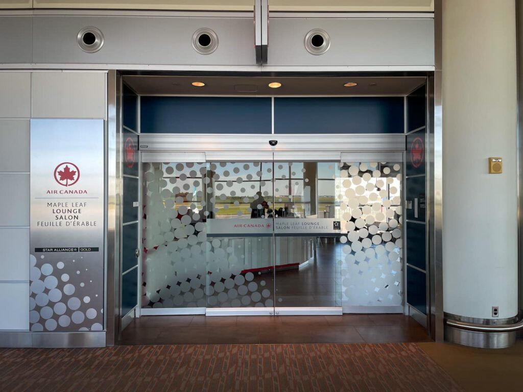 Exterior shot of Air Canada Maple Leaf Lounge at Winnipeg airport.