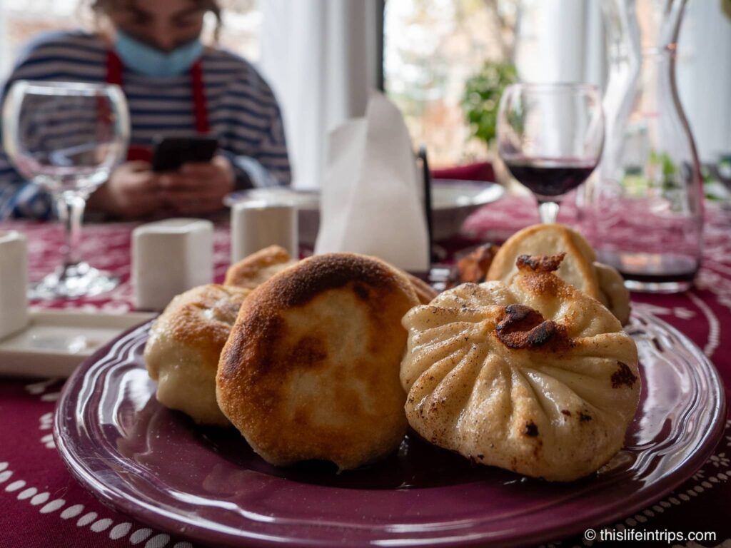 plate of deep fried khinkali