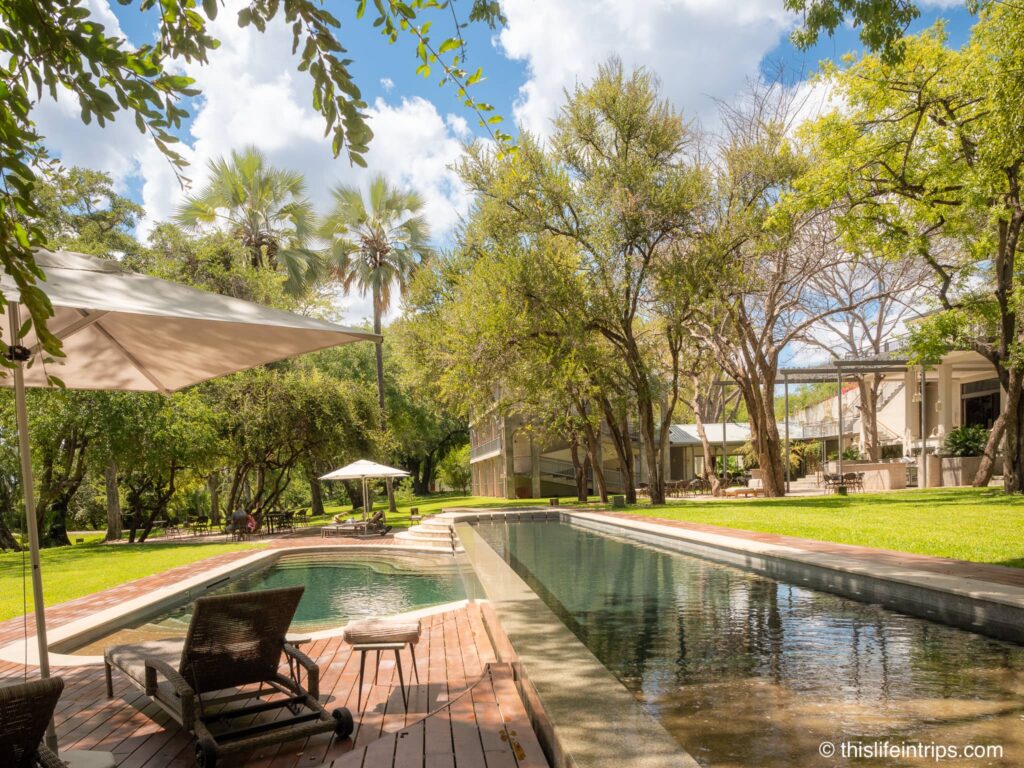 The pools at the Palm River Lodge Victoria Falls