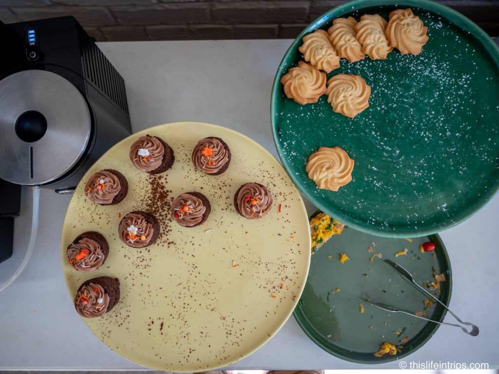 Afternoon Tea at the Palm River Hotel Victoria Falls - plate of small cupcakes from above