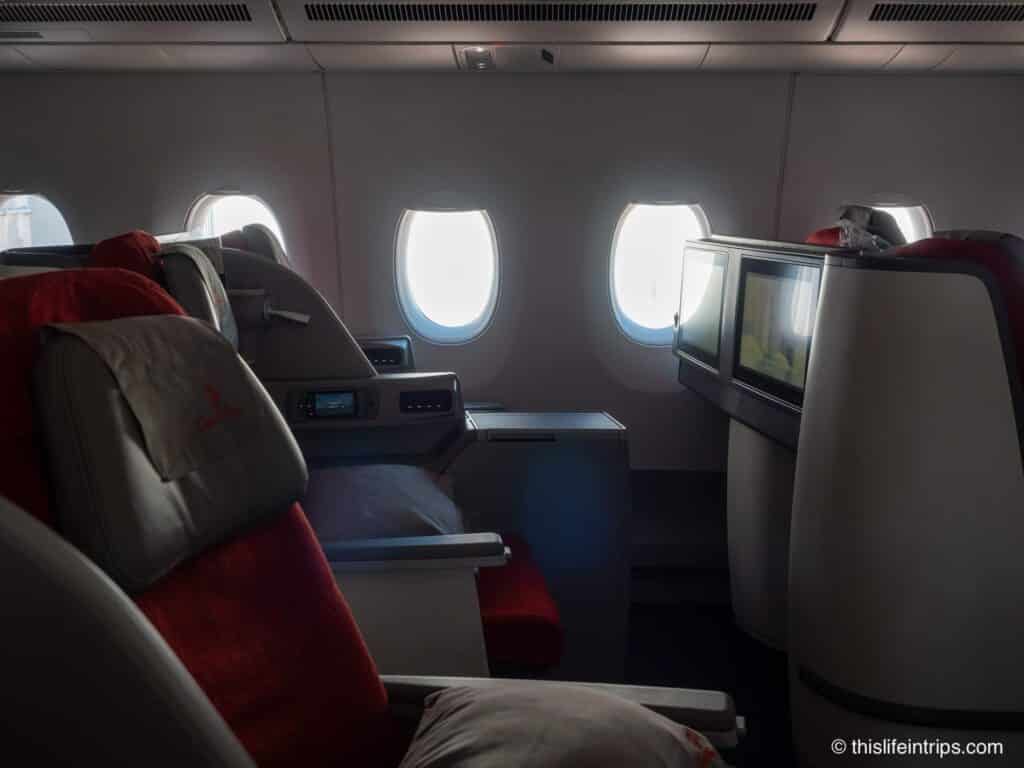Ethiopian airlines business class seats from middle looking towards windows