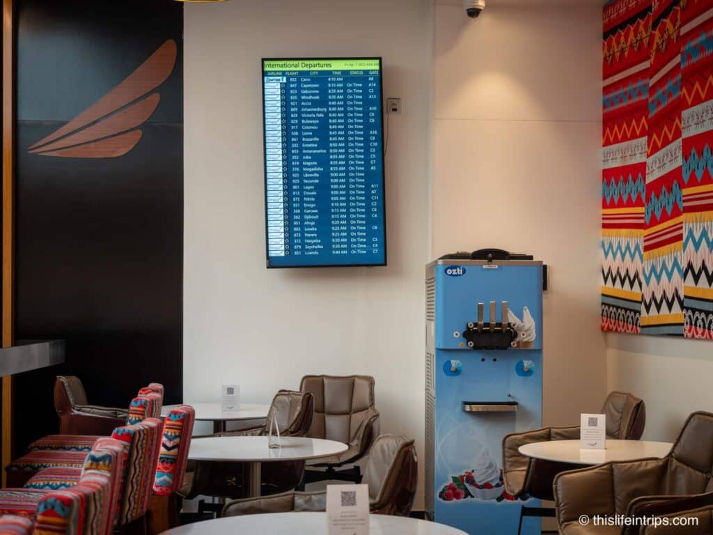 a soft serve ice cream machine in the corner of the Skylight lounge inside the Cloud ADD lounge