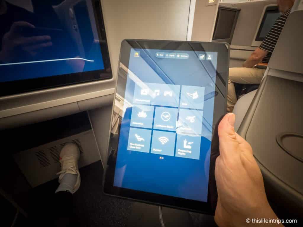 Lufthansa Allegris business class IFE tablet