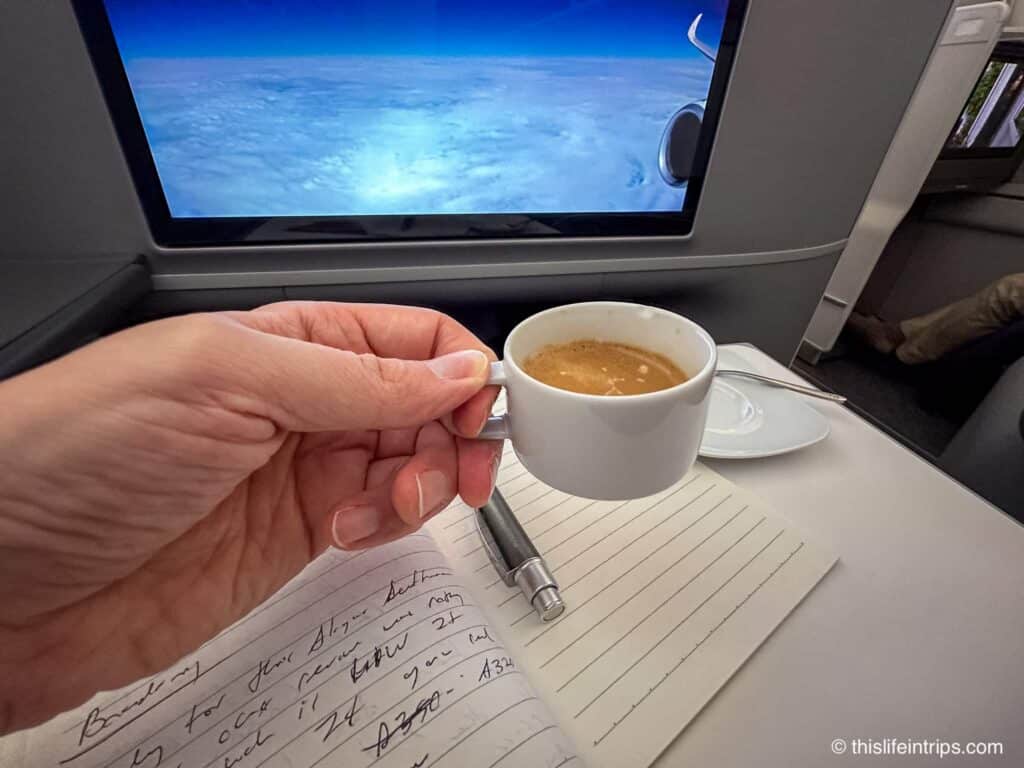 espresso on Lufthansa Allegris business class flight
