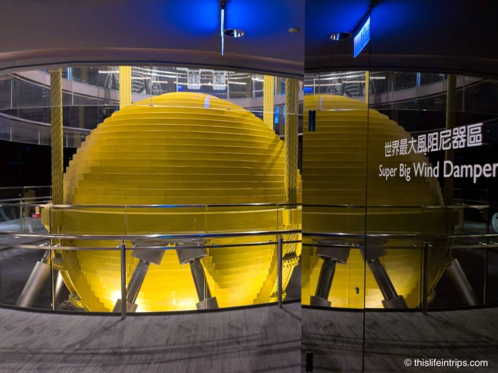 Giant wind damper inside the Taipei 101