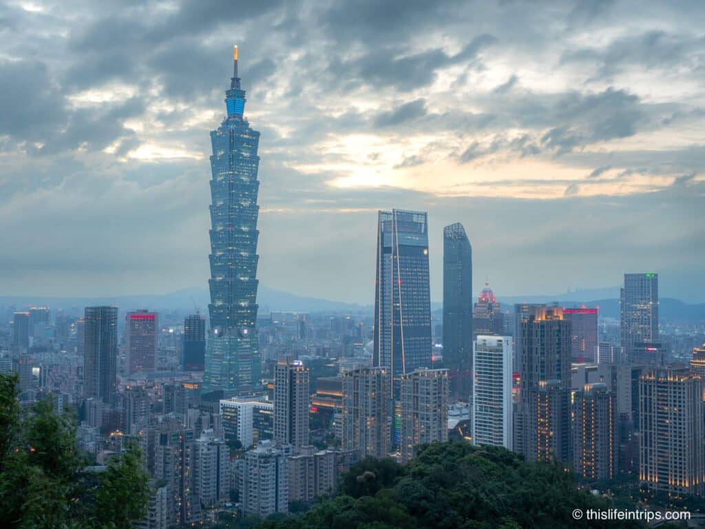 Taipei 101 and city skyline as seen from Elephant Mountain
