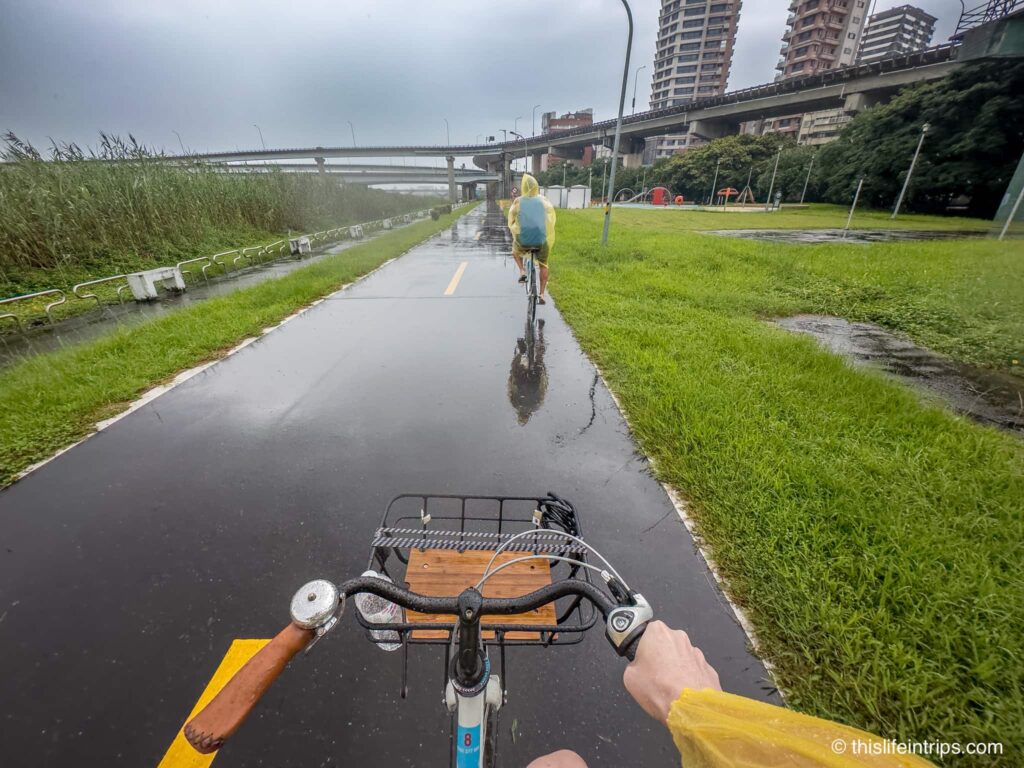 bike tour in the rain while spending 3 days in Taipei