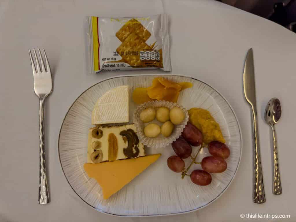 thai airways business class food - cheese plate