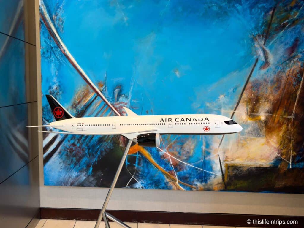 Air Canada 787 model at Maple Leaf lounge Halifax