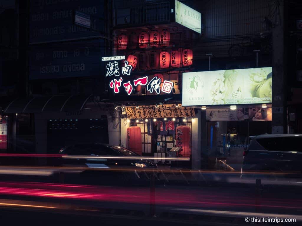 Thonglor Bangkok Japanese restaurant at night
