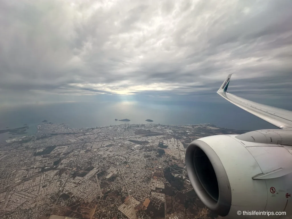 WestJet window seat view of Mazatlan Mexico