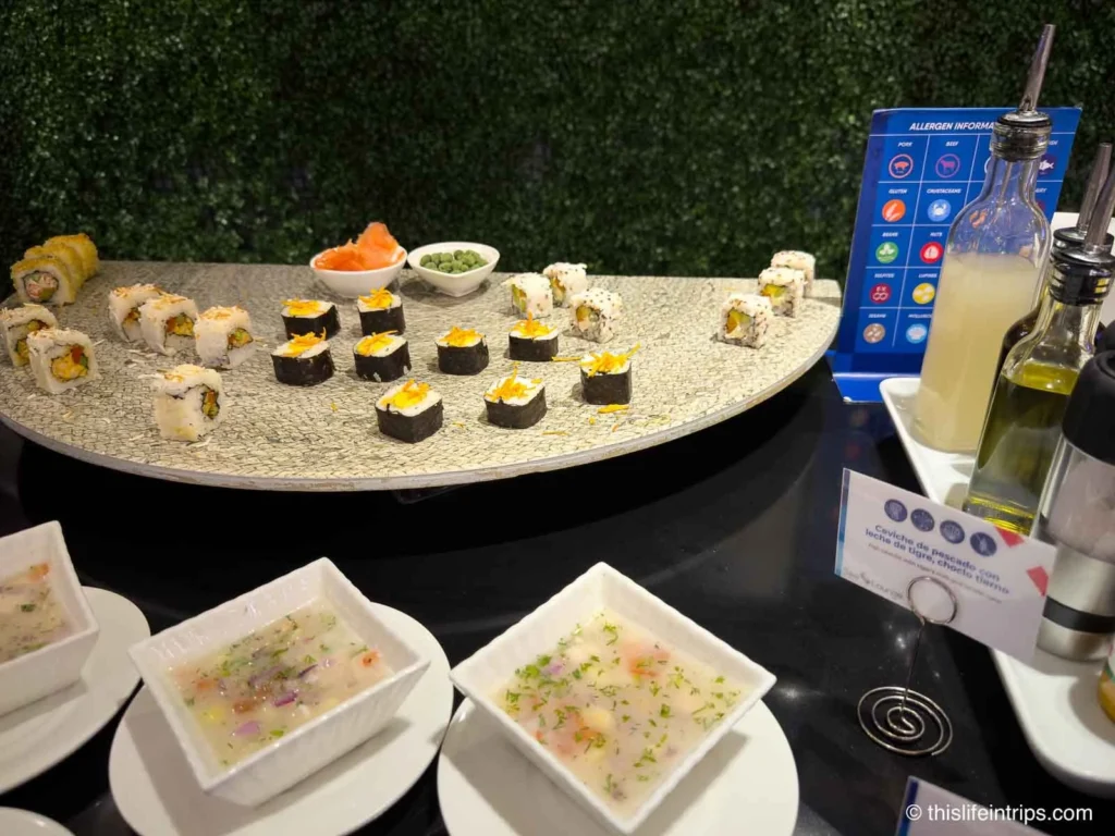 Sushi at the Sala VIP Quito Airport lounge