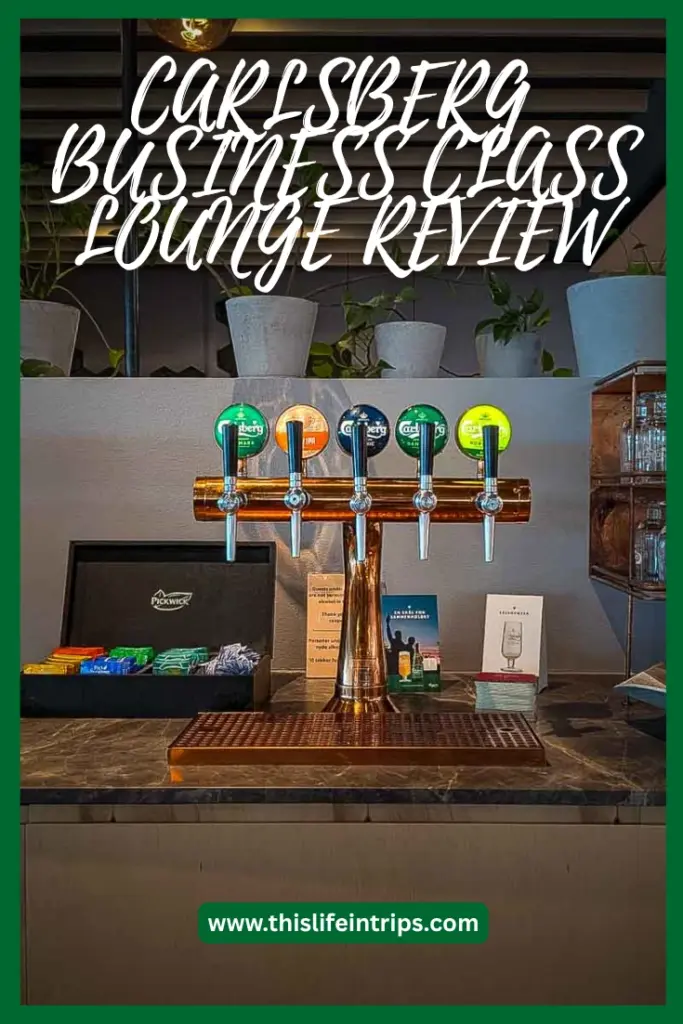 Shareable pinterest image for Carlsberg Aviator Lounge review