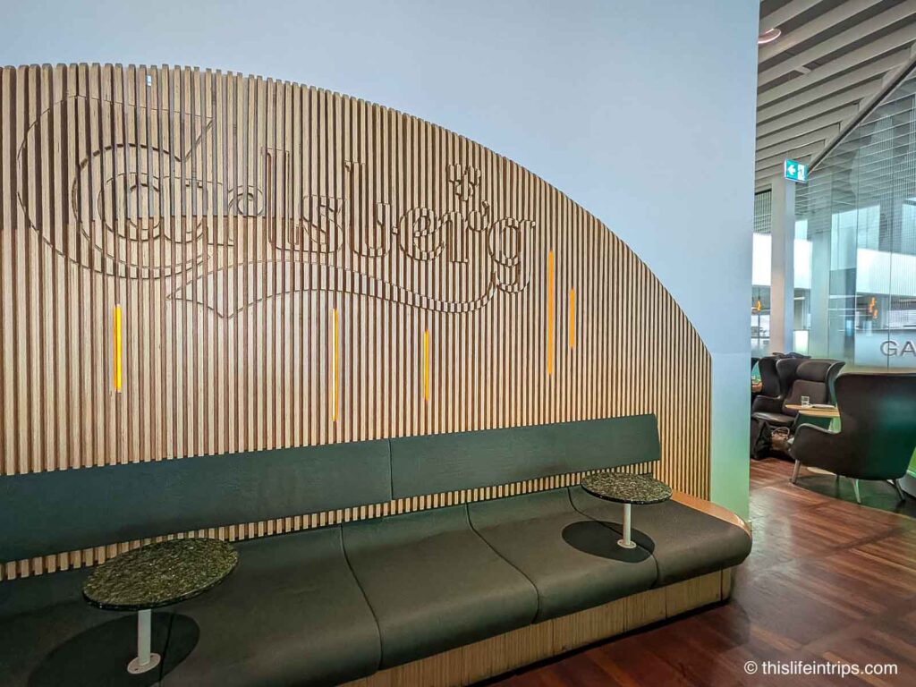 bench seating at the Carlsberg Aviator Lounge
