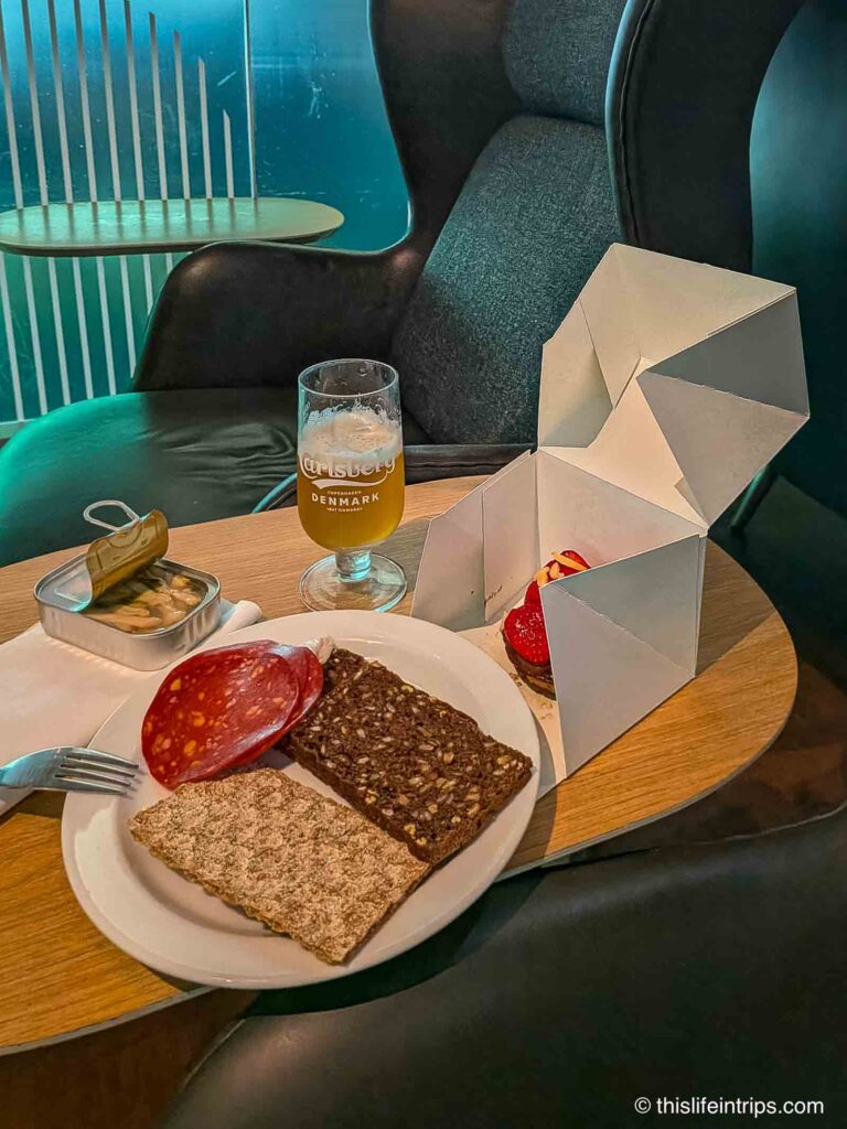 Minimal snacks at the Carlsberg Aviator Lounge