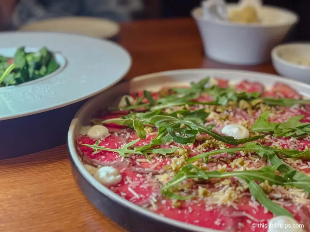 beef carpaccio at the breathless soul Cancun resort