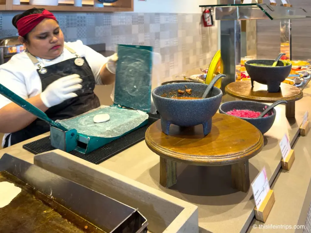 Handmade tortillas at the Breathless Cancun Soul Resort