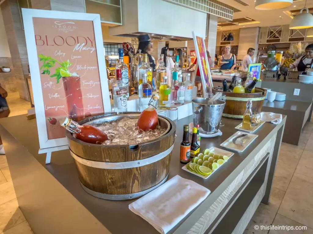 bloody Mary bar at the Cancun Soul Resort