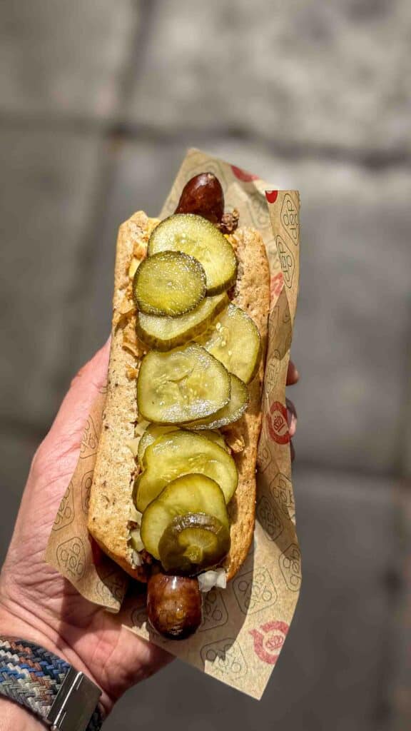 Eating a hot dog is one of the best things to do in Copenhagen. Trust.