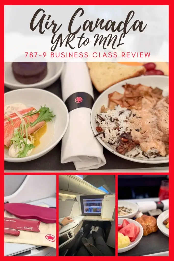 Vancouver to Manila Air Canada business class review shareable pinterest image