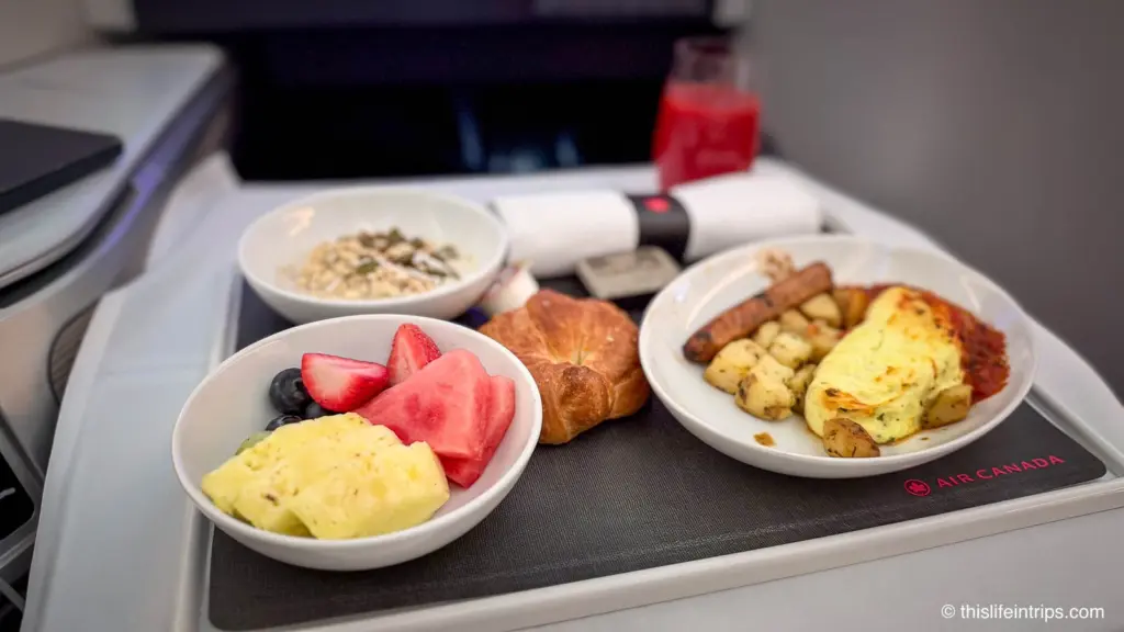 Breakfast before landing on this Vancouver to Manila AC flight
